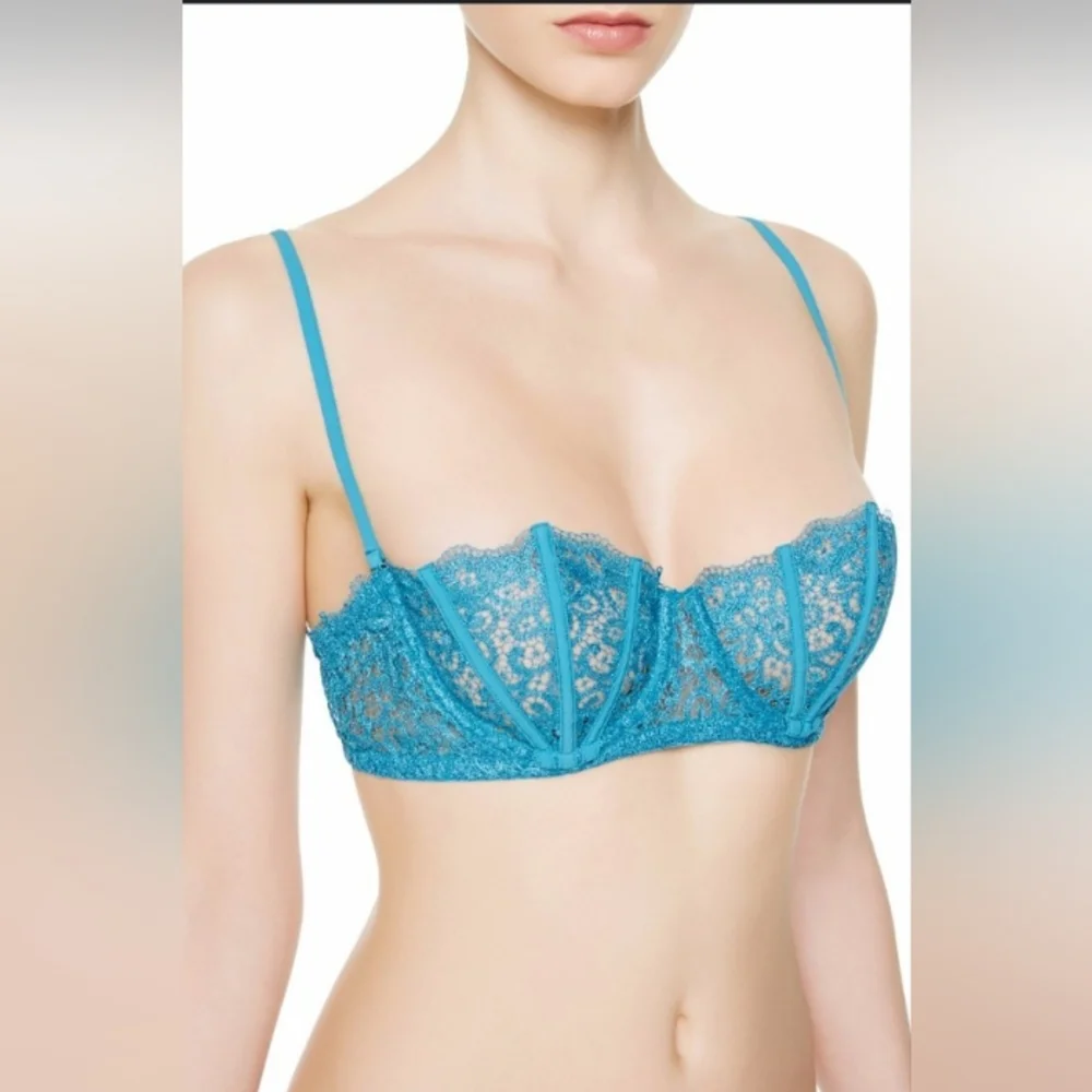 $485 La Perla Black Label EDENIC Turchesa Blue Carioca Balconette Bra 38B - Picture 2 of 5